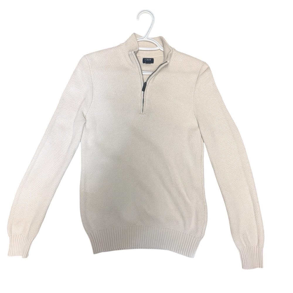J. Crew Factory Men's Cream Quarter-Zip Sweater